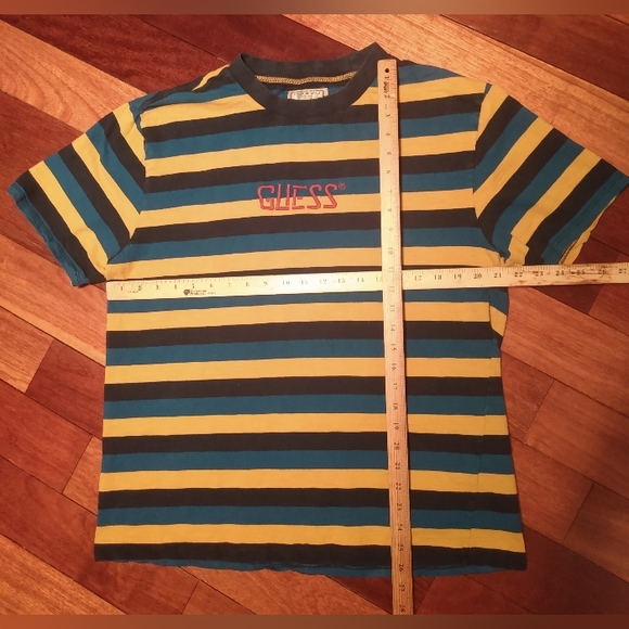 Vintage GUESS USA Striped Embroidery Soft Cotton Made in India T-Shirt Skate Tee - Picture 6 of 7